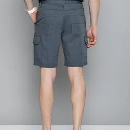 Mast & Harbour Men Navy Blue Solid Regular Fit Cargo Shorts image 3