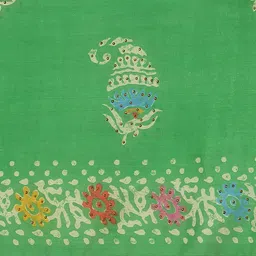 Saree mall Green & Off-White Block Print Saree image 4