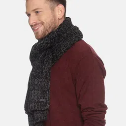 513 Men Black & Grey Patterned Muffler image 2