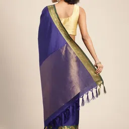 Leeza Store Blue Zari Silk Blend Banarasi Saree image 2