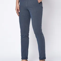 Octave Men Navy Blue Solid Regular Trousers image 3