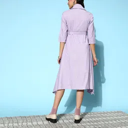 Yufta Lavender A-Line Belted Midi Dress image 4