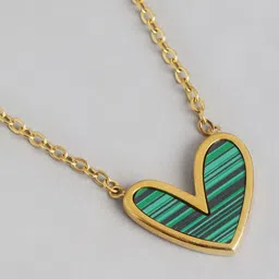 Carlton London 18kt Gold Plated Stainless Steel Green Enamel Heart Necklace image 5