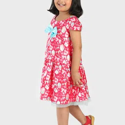 MANY FROCKS & Girls Red Printed Fit and Flare Dress image 4