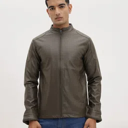 The Roadster Life Co. Faux Leather Mock Collar Tailored Jacket image 4