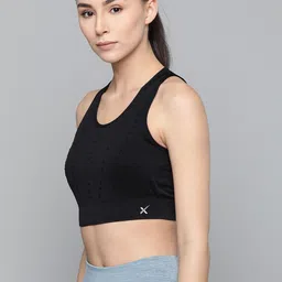 HRX by Hrithik Roshan Black Self Design Rapid Dry Non-Wired Removable Padding Yoga Bra image 4