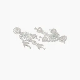 ZENEME Sea Green Floral Jhumkas Earrings image 3