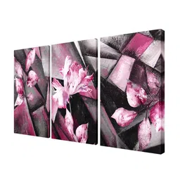 999Store Bougainvillea Wood 3 Pcs Wall Rectangle Paintings Wall Art - 30 x 18In image 3