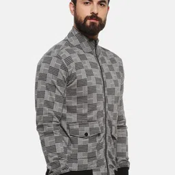 Campus Sutra Men Grey Checked Windcheater Bomber image 4