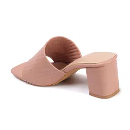 Mast & Harbour Women Textured Party Block Sandals with Laser Cuts image 5