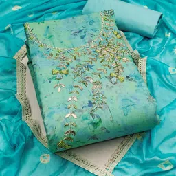 KALINI Floral Embellished Pure Cotton Unstitched Dress Material-picture-30