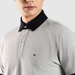 Tommy Hilfiger Men Solid Polo Collar Pure Cotton T-shirt image 2