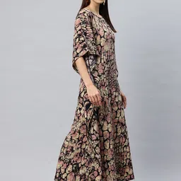 Cottinfab Abstract Print Kimono Sleeve Crepe Maxi Dress image 2