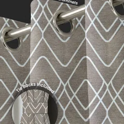 URBAN SPACE Brown & White 2 Pieces Geometric Printed Jacquard Window Curtains image 4