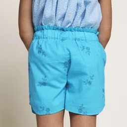 The Tribe Kids Girls Relaxed Fit Embroidered Lounge Shorts with Elasticated Waist image 2