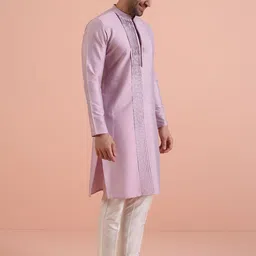 KISAH Men Striped Regular Kurta with Trousers image 4