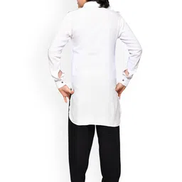 Jeetethnics Boys White & Black Solid Kurta with Salwar Pants image 4