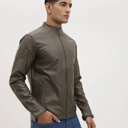 The Roadster Life Co. Faux Leather Mock Collar Tailored Jacket image 5