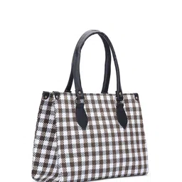 ALL ABOUT HER Checked Structured Tote Bag with Bow Detail image 4