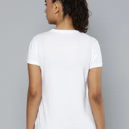 HRX by Hrithik Roshan Women White & Pink Brand Logo Printed Cotton T-shirt image 3