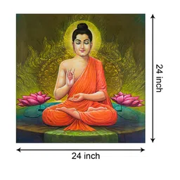 999Store Green & Orange Shutter Stock Modern Art Buddha Canvas Wall Painting image 5