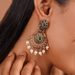 TEEJH Gold-Toned Contemporary Drop Earrings image 2