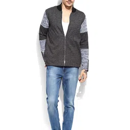 Campus Sutra Grey Melange Sweatshirt image 5