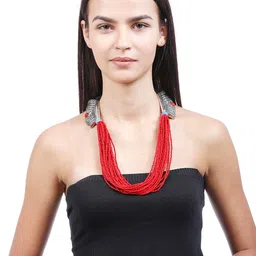 Bamboo Tree Jewels Red Alloy Handcrafted Necklace image 5