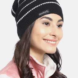DressBerry Women Black & White Striped Acrylic Beanie-picture-47