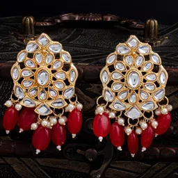 Sukkhi Red Gold Plated Handcrafted Classic Drop Earrings-picture-40