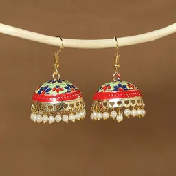 OOMPH Women Gold-Plated Dome Shaped Jhumkas Earrings-picture-39