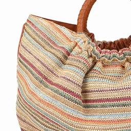 HIE Self Design Oversized Shopper Jute Handheld Bag image 4