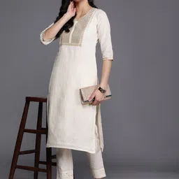 Libas Sequins Yoke Design Straight Kurta image 5