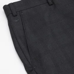 Park Avenue Men Blue Checked Smart Fit Trousers image 4