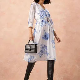 all about you Floral Print A-Line Midi Dress with Belt image 2