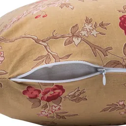 Contrast Living Set Of 2 Brown & Red Floral Printed Square Cushion Covers image 2