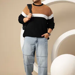 Sztori Plus Size Colourblocked Acrylic Pullover image 3