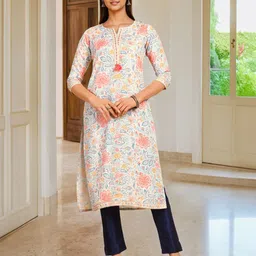 Soch Floral Printed Tasselled Thread Work Straight Kurta-picture-14