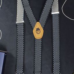 PELUCHE Men Black & Grey Patterned Designer Cut Suspenders-picture-42