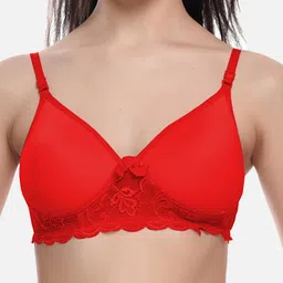 FIMS Pack of 2 Red & Purple Bra Lightly Padded image 3