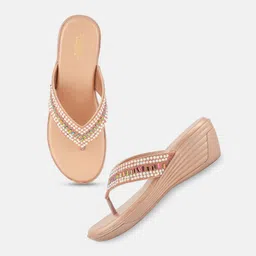 Anouk Women Embellished Round Toe Wedge Sandals image 4