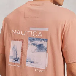 Nautica Photographic Printed Drop-Shoulder Sleeves Pure Cotton Relaxed Fit T-shirt image 4