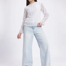 glitchez Dreamy Dobby Textured A-Line Top image 5