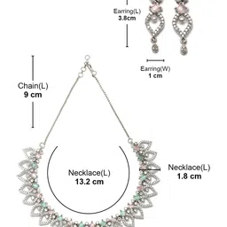ZENEME Rhodium-Plated AD Studded Jewellery Set image 2