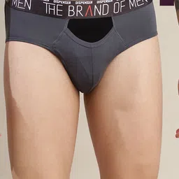 DISPENSER Pack Of 2 Stretchable Mid-Rise Basic Briefs- S4-Brief-Grey-Wine-M image 1