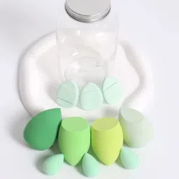 FEELHIGH Set Of 10 Beauty Sponge Blender-Mini Sponge Blender-Finger Puff With Jar image 3
