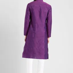 KISAH Men Purple & White Solid Kurta with Churidar image 3
