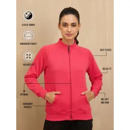 NYKD By Nykaa Cozy Fleece Zippered Jacket -NYLE704-Red image 3
