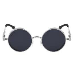 Royal Son Black Polarized Steampunk Round Sunglasses image 1