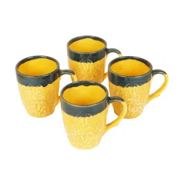 aakriti art creations Bumblebee Black and Yellow Ceramic (Set of 4) Tea Cups image 5